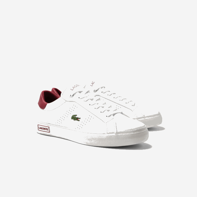 blanc et rouge 286 V6HV1741 Hommes Lacoste baskets pop à talon en cuir powercourt 20