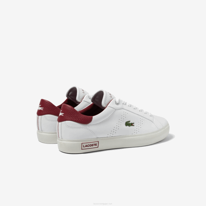 blanc et rouge 286 V6HV1741 Hommes Lacoste baskets pop à talon en cuir powercourt 20
