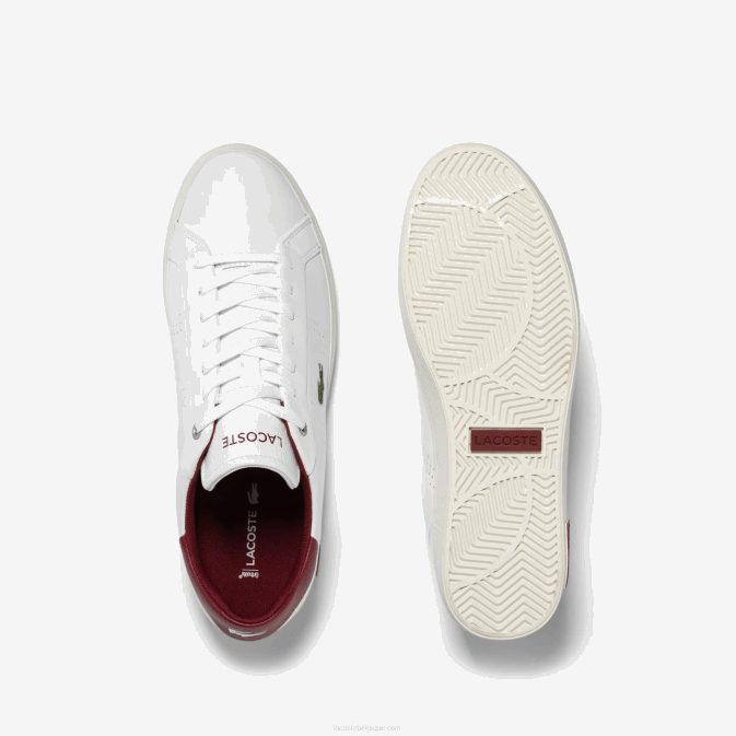 blanc et rouge 286 V6HV1741 Hommes Lacoste baskets pop à talon en cuir powercourt 20