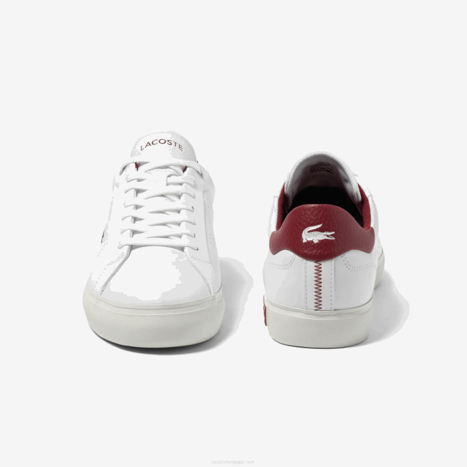 blanc et rouge 286 V6HV1741 Hommes Lacoste baskets pop à talon en cuir powercourt 20