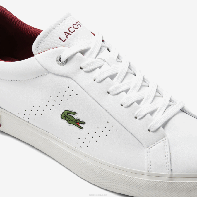 blanc et rouge 286 V6HV1741 Hommes Lacoste baskets pop à talon en cuir powercourt 20