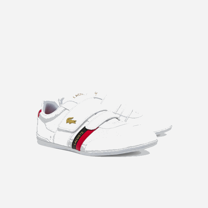 blanc et rouge 286 V6HV1878 Hommes Lacoste baskets misano en cuir et synthétique