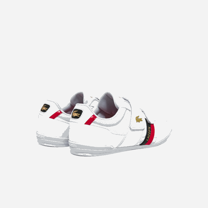 blanc et rouge 286 V6HV1878 Hommes Lacoste baskets misano en cuir et synthétique