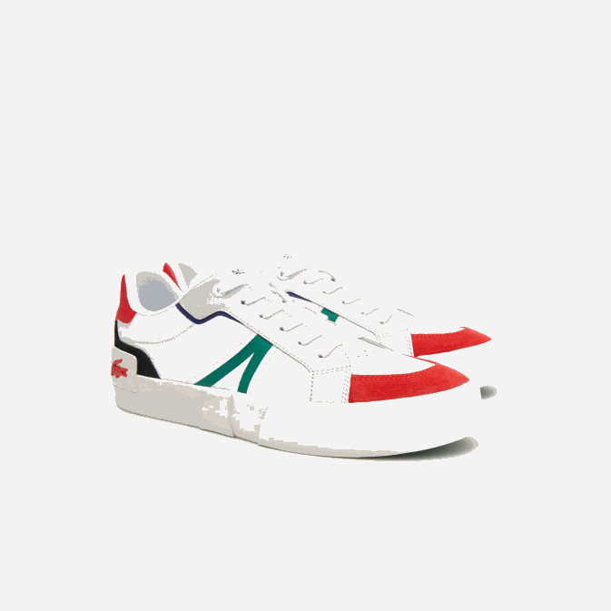 blanc et rouge 286 V6HV1890 Hommes Lacoste baskets l004 en cuir