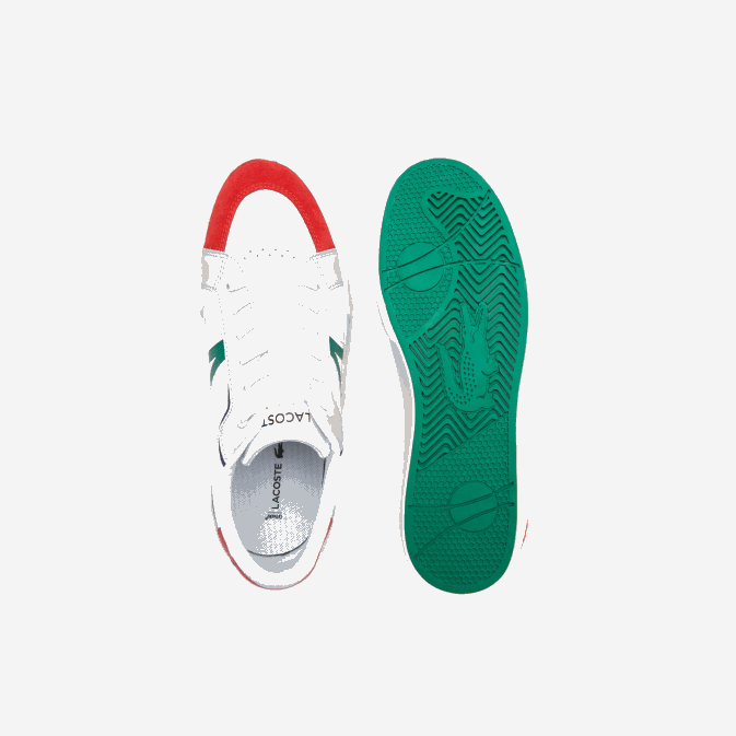 blanc et rouge 286 V6HV1890 Hommes Lacoste baskets l004 en cuir