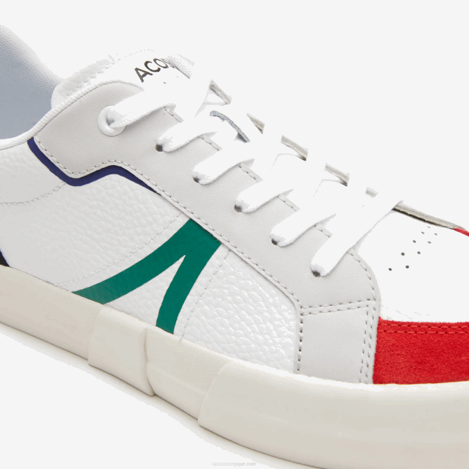 blanc et rouge 286 V6HV1890 Hommes Lacoste baskets l004 en cuir