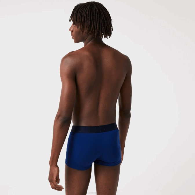 blanc gris chine bleu marine noir V6HV1342 Hommes Lacoste Lot de 3 boxers dépareillés en coton stretch