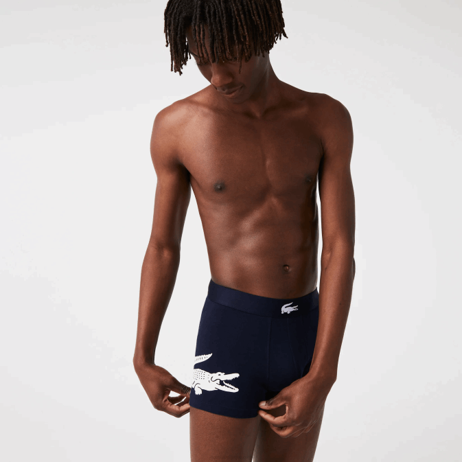 blanc gris chine bleu marine noir V6HV1342 Hommes Lacoste Lot de 3 boxers dépareillés en coton stretch