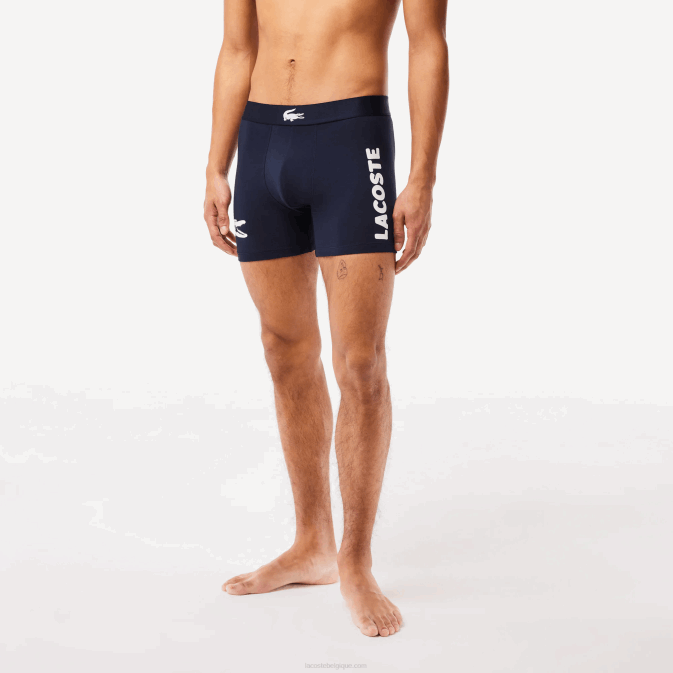 blanc gris chine bleu marine noir V6HV1369 Hommes Lacoste Lot de 3 boxers longs en coton stretch taille crocodile