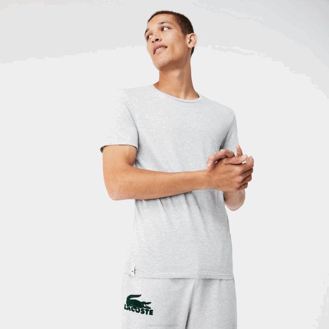 blanc gris chine noir bxy V6HV1349 Hommes Lacoste lot de 3 t-shirts en coton à col rond