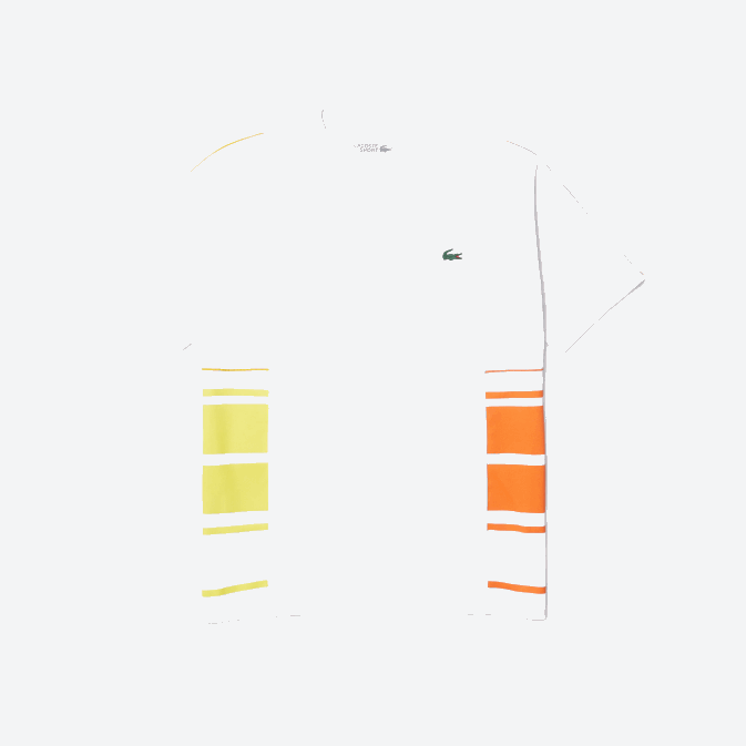 blanc jaune orange d0v V6HV1922 Hommes Lacoste t-shirt ras du cou en piqué à bandes graphiques sport