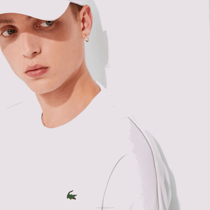 blanc jaune orange d0v V6HV1922 Hommes Lacoste t-shirt ras du cou en piqué à bandes graphiques sport