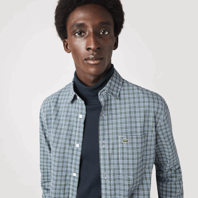 blanc noir vert tav V6HV1609 Hommes Lacoste chemise regular fit à carreaux