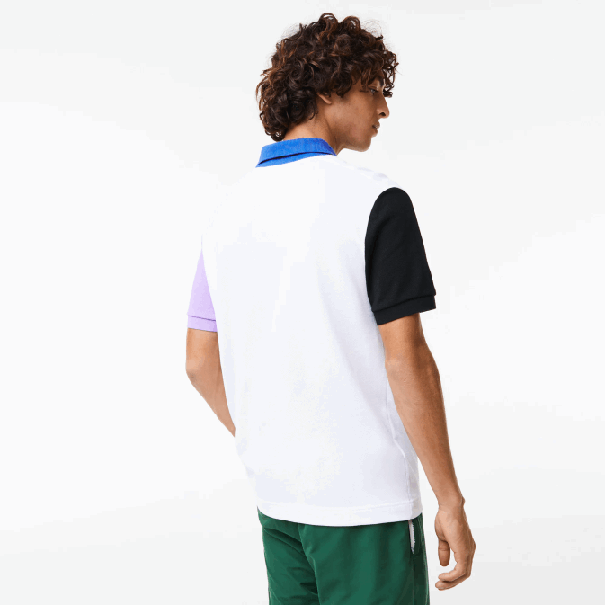 blanc noir violet bleu luc V6HV559 Hommes Lacoste polo regular fit en petit piqué de coton color block