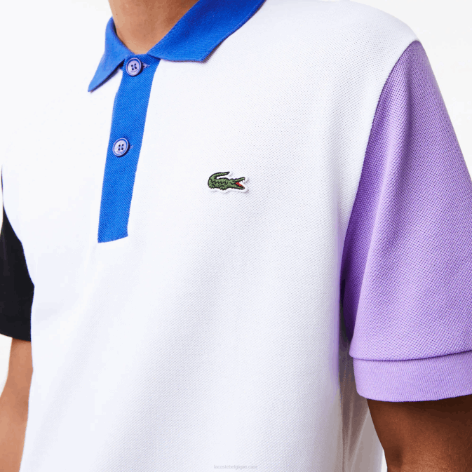 blanc noir violet bleu luc V6HV559 Hommes Lacoste polo regular fit en petit piqué de coton color block