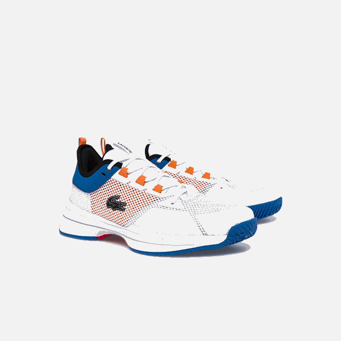 blanc orange 1u2 V6HV1866 Hommes Lacoste ag-lt21 chaussures de tennis textiles et synthétiques