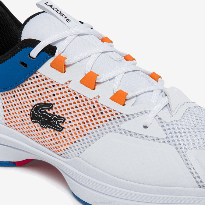 blanc orange 1u2 V6HV1866 Hommes Lacoste ag-lt21 chaussures de tennis textiles et synthétiques