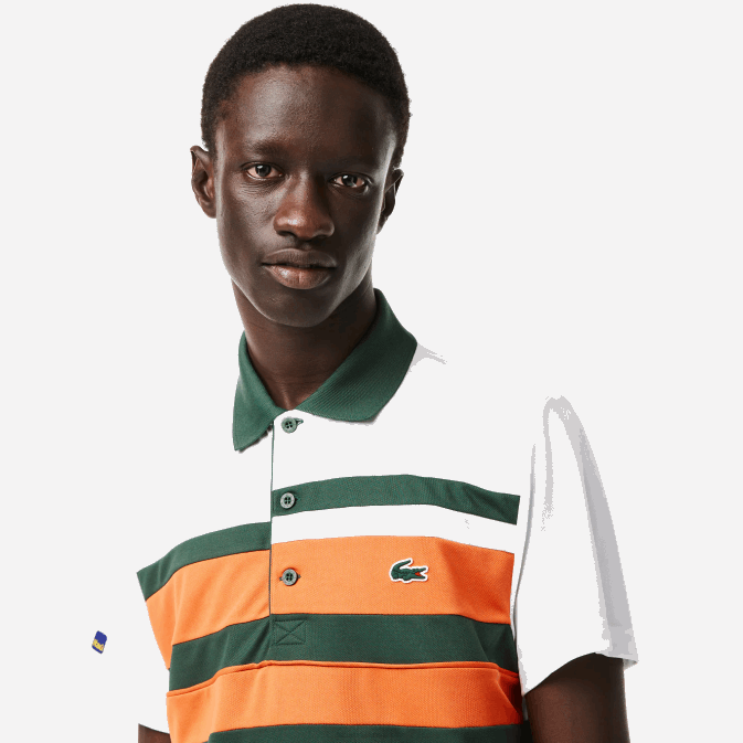 blanc orange vert t0i V6HV239 Hommes Lacoste polo à rayures sport miami open edition