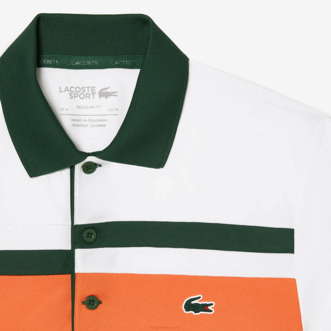 blanc orange vert t0i V6HV239 Hommes Lacoste polo à rayures sport miami open edition