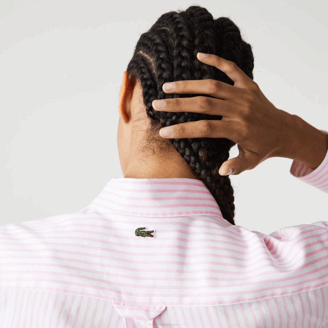 blanc rose clair 7fd V6HV412 Hommes Lacoste chemise ample en coton crocodile coupe ample