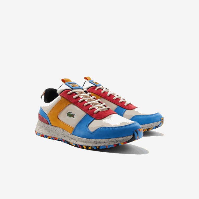 blanc rouge 4y0 V6HV1905 Hommes Lacoste baskets color-block en cuir jogger 20