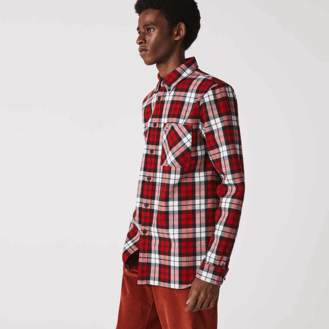 blanc rouge bleu marine sxb V6HV1607 Hommes Lacoste surchemise regular fit en flanelle épaisse à carreaux