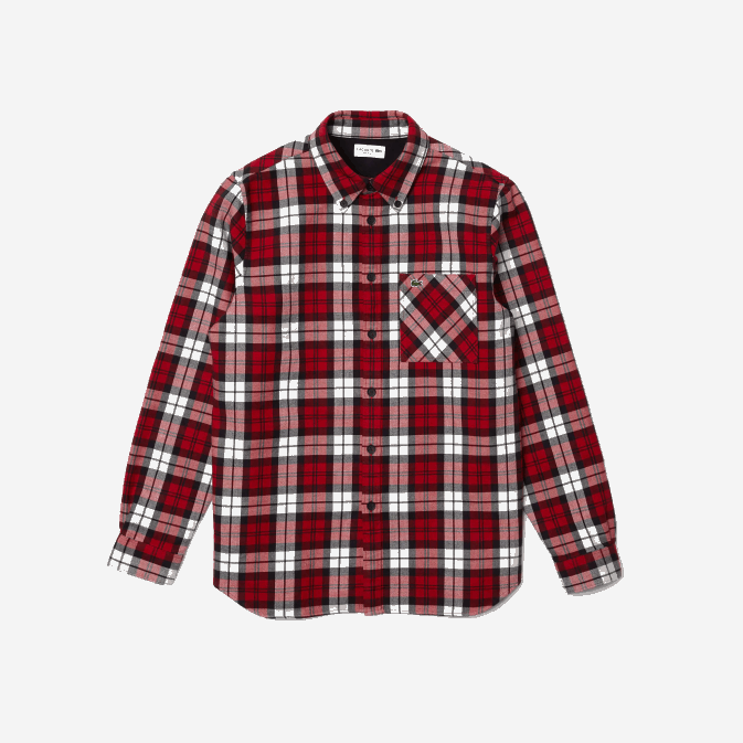 blanc rouge bleu marine sxb V6HV1607 Hommes Lacoste surchemise regular fit en flanelle épaisse à carreaux