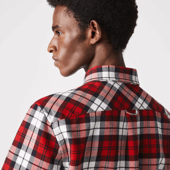 blanc rouge bleu marine sxb V6HV1607 Hommes Lacoste surchemise regular fit en flanelle épaisse à carreaux