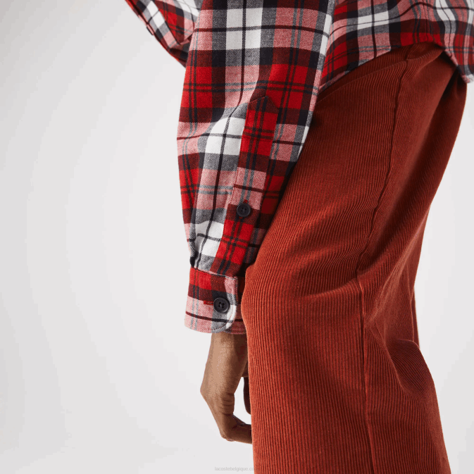 blanc rouge bleu marine sxb V6HV1607 Hommes Lacoste surchemise regular fit en flanelle épaisse à carreaux