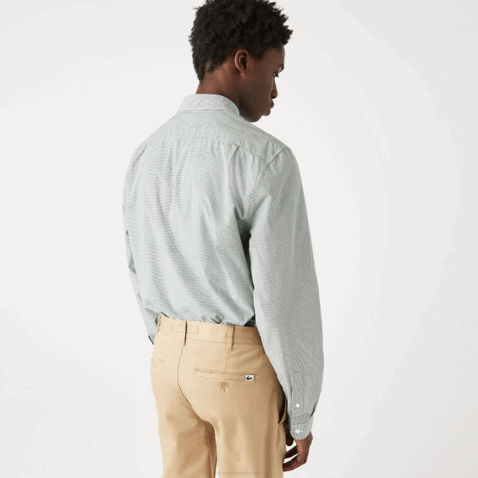 blanc vert 737 V6HV1486 Hommes Lacoste chemise coupe classique en popeline de coton