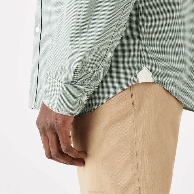 blanc vert 737 V6HV1486 Hommes Lacoste chemise coupe classique en popeline de coton