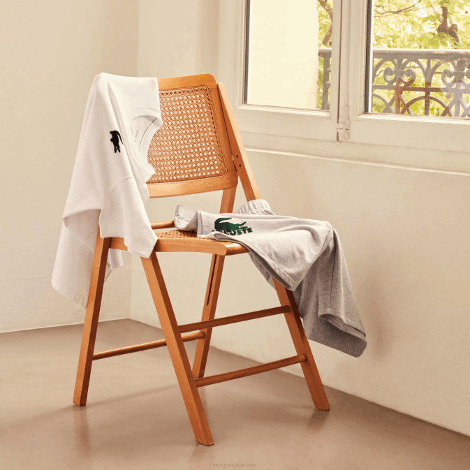 blanc vert 7wj V6HV1343 Hommes Lacoste t-shirt lounge en coton à col rond et crocodile en velours