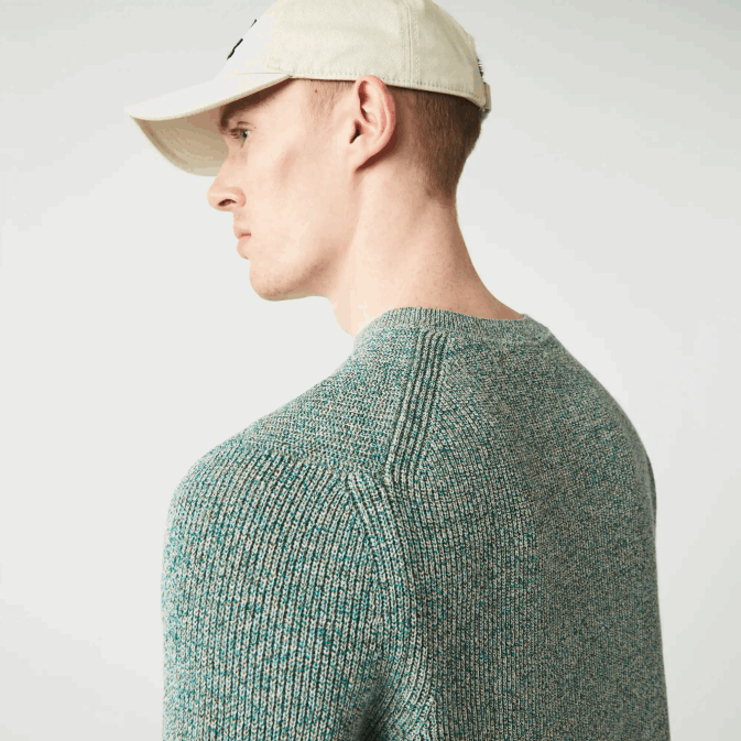 blanc vert beige ayq V6HV1621 Hommes Lacoste pull en maille chinée à col rond