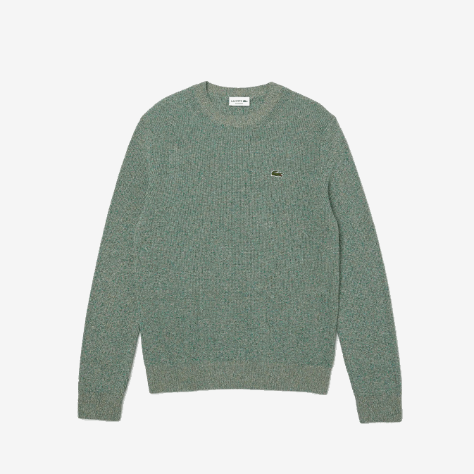 blanc vert beige ayq V6HV1621 Hommes Lacoste pull en maille chinée à col rond