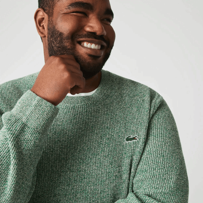 blanc vert beige ayq V6HV1621 Hommes Lacoste pull en maille chinée à col rond