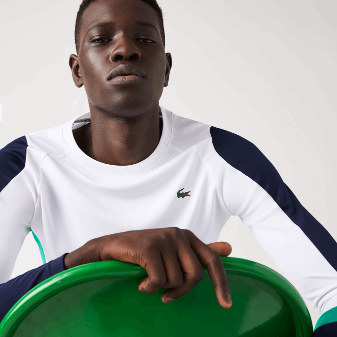 blanc vert bleu marine yh9 V6HV755 Hommes Lacoste t-shirt de tennis de sport