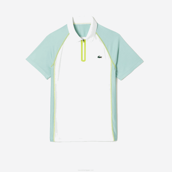 blanc vert clair jaune awc V6HV137 Hommes Lacoste polo de tennis en polyester recyclé avec technologie ultra-dry