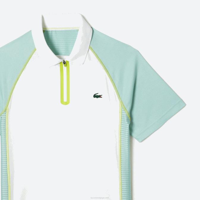 blanc vert clair jaune awc V6HV137 Hommes Lacoste polo de tennis en polyester recyclé avec technologie ultra-dry