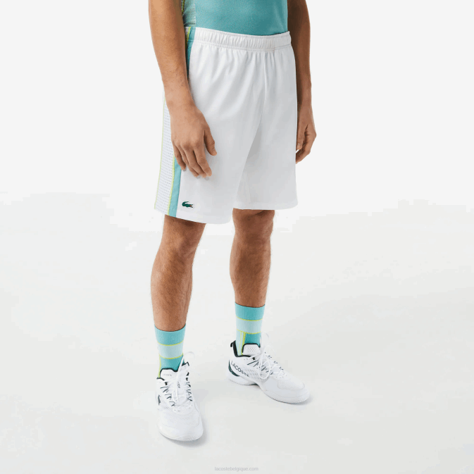 blanc vert jaune bh3 V6HV427 Hommes Lacoste short de tennis en polyester recyclé