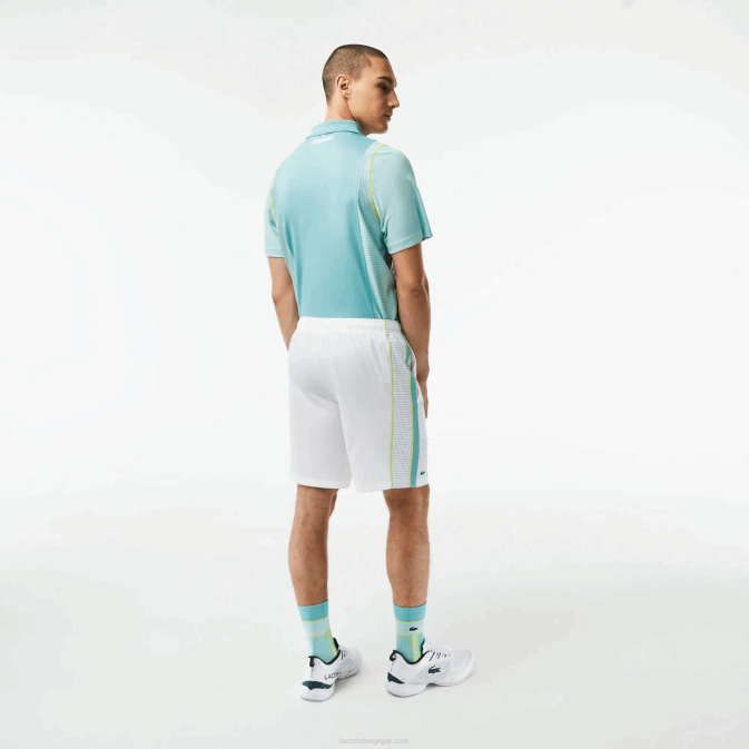 blanc vert jaune bh3 V6HV427 Hommes Lacoste short de tennis en polyester recyclé
