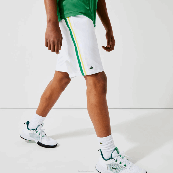 blanc vert jaune blanc b0t V6HV1364 Hommes Lacoste short sport léger à bandes contrastées