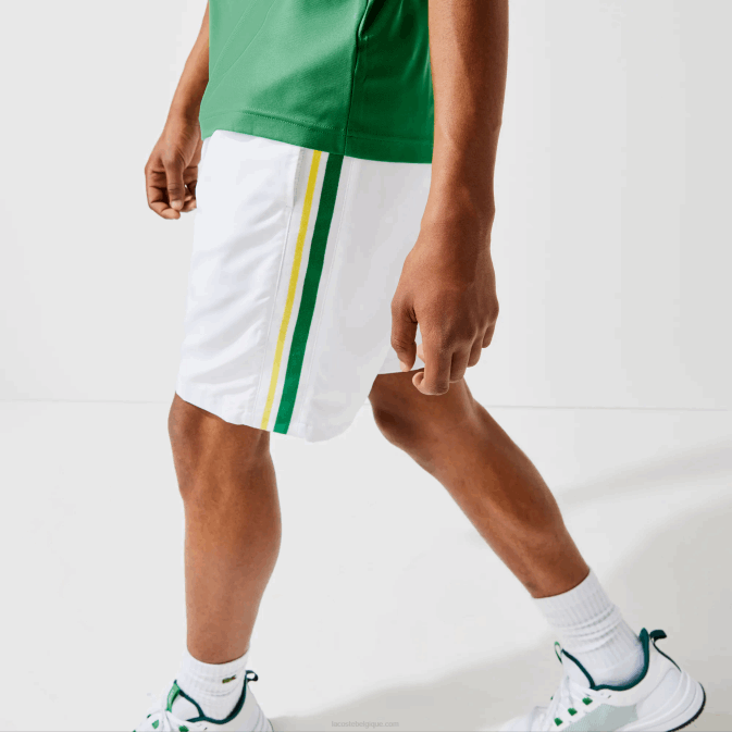 blanc vert jaune blanc b0t V6HV1364 Hommes Lacoste short sport léger à bandes contrastées