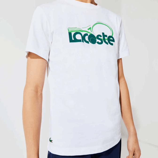 blanc vert v7e V6HV792 Hommes Lacoste t-shirt sport respirant à col rond et imprimé tennis
