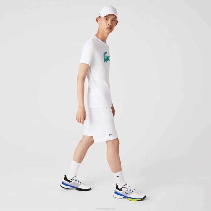 blanc vert w1j V6HV745 Hommes Lacoste t-shirt sport en jersey respirant crocodile imprimé 3d