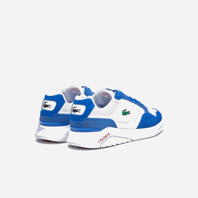 blanc/bleu 080 V6HV1707 Hommes Lacoste baskets game advance en cuir de luxe