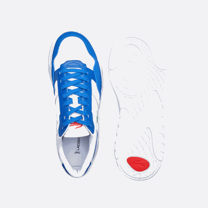 blanc/bleu 080 V6HV1707 Hommes Lacoste baskets game advance en cuir de luxe