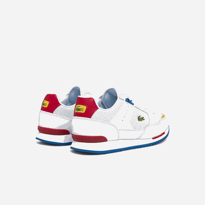 blanc/bleu 080 V6HV1888 Hommes Lacoste baskets Partner Piste en textile et cuir