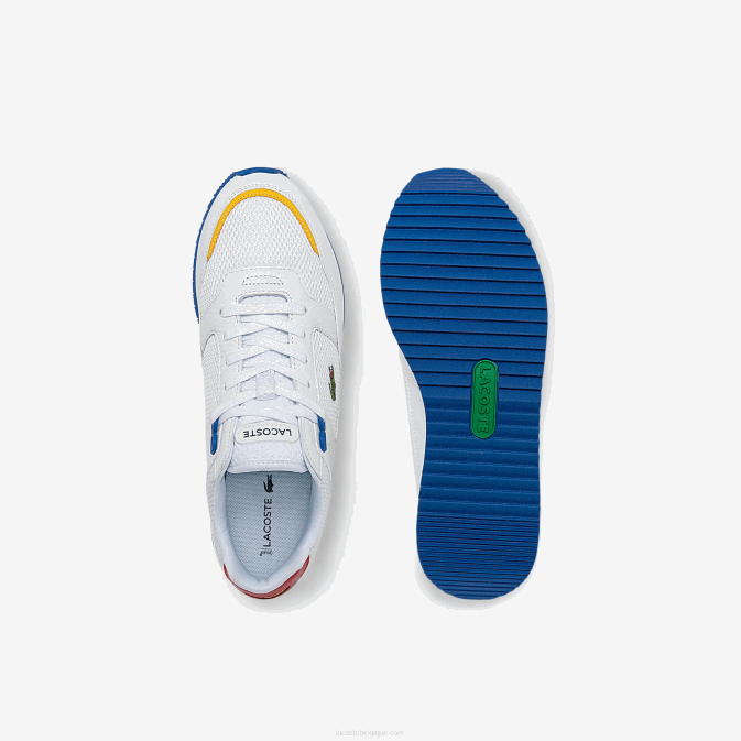blanc/bleu 080 V6HV1888 Hommes Lacoste baskets Partner Piste en textile et cuir