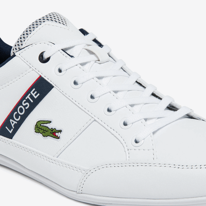 blanc/marine  rouge 407 V6HV1791 Hommes Lacoste baskets chaymon en textile et synthétique