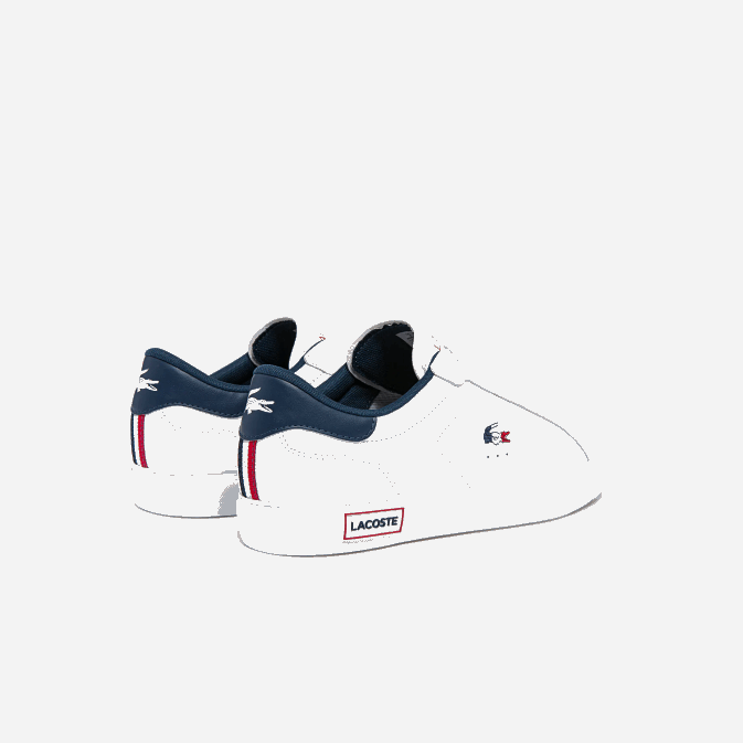 blanc/marine  rouge 407 V6HV1858 Hommes Lacoste baskets tricolores en cuir powercourt